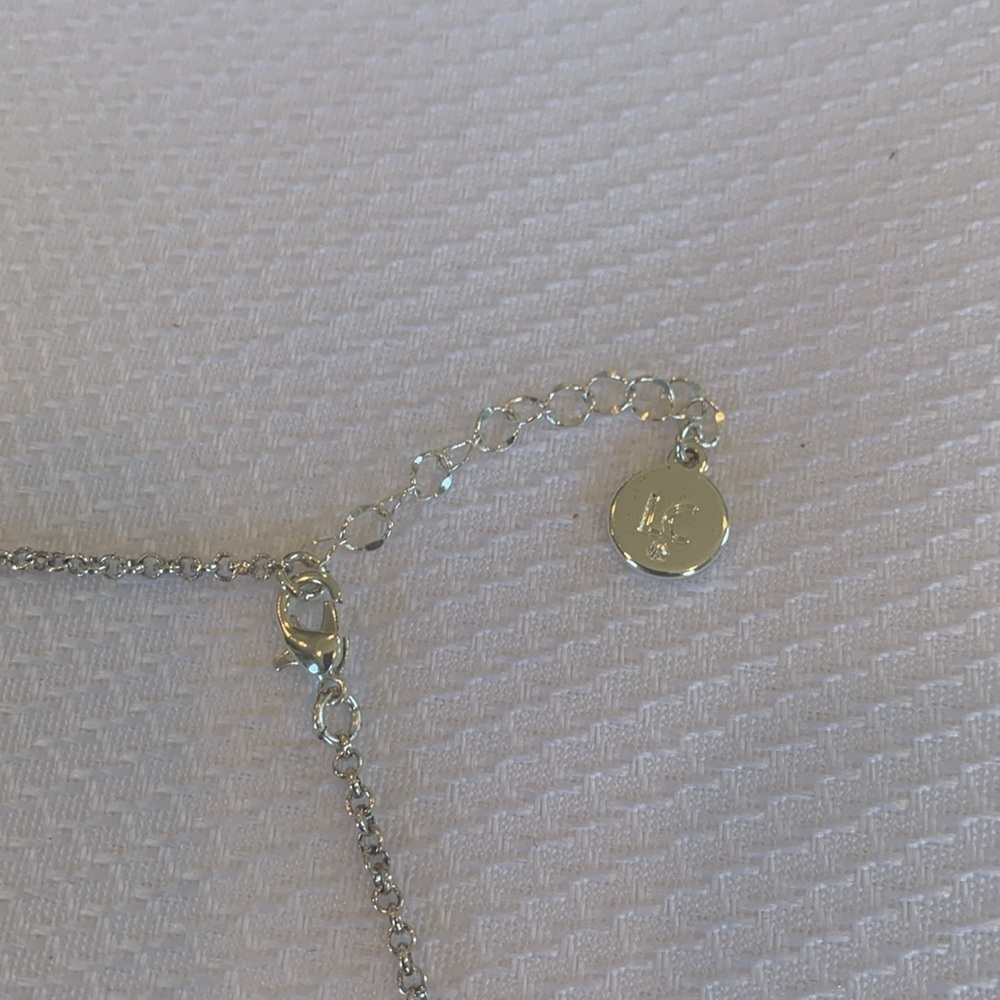 Liz Claiborne CZ Interlocked Circles Silver Tone Long Pendant Necklace - Picture 3 of 5
